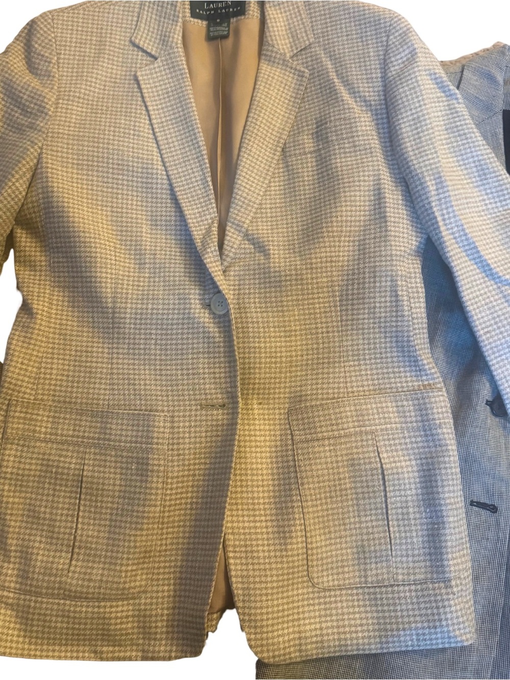 Lauren Ralph Lauren Beige Houndstooth Blazer
